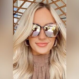 DIFF Becky II Cream Tortoise Oversized Cat Eye Sunglasses for Women